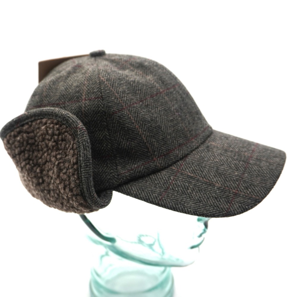 Heritage Traditions Trapper Hat Gray Tweed Wool Blend Ear Flap Cap Size M/L